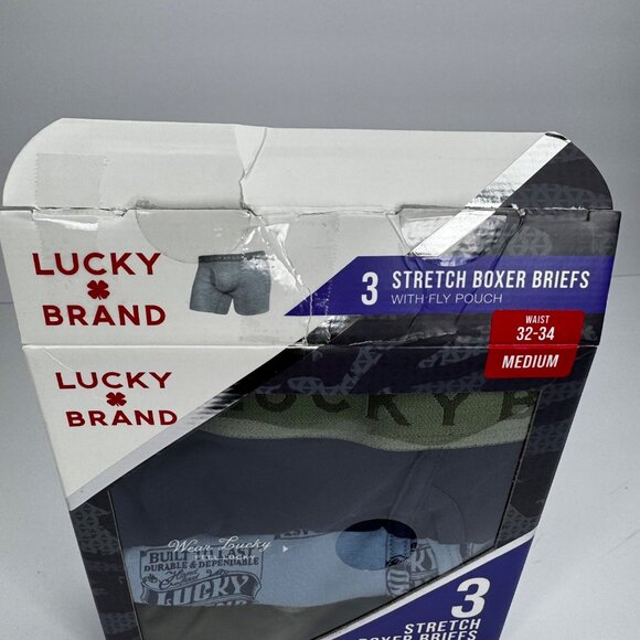 NEW Lucky Brand Sz Med 6'' Inseam 3-Pack Stretch Boxer Briefs Fly Pouch Tagless - Picture 13 of 14
